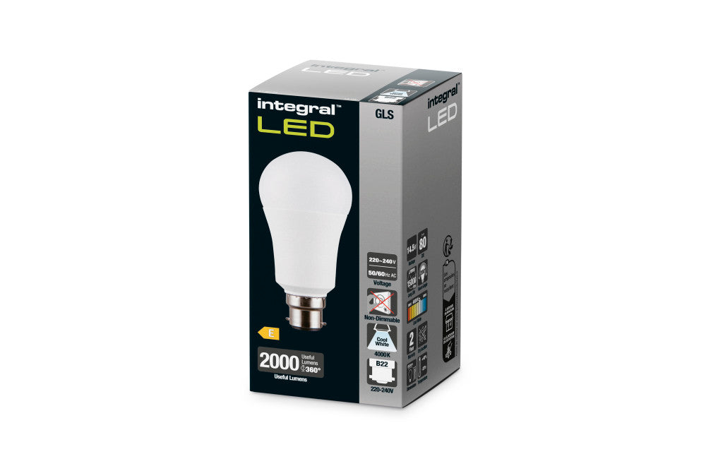 GLS BULB B22 2000LM 14.5W 4000K NON-DIMM 200 BEAM FROSTED