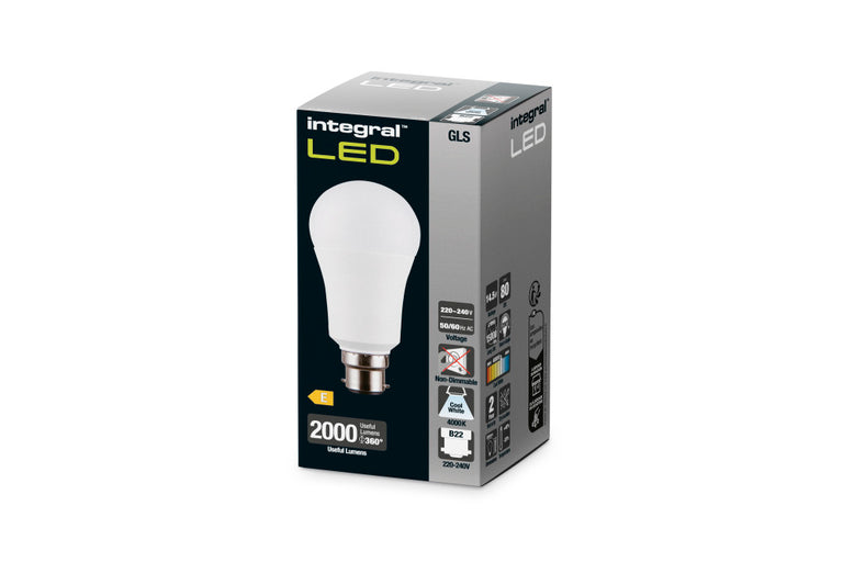 GLS BULB B22 2000LM 14.5W 4000K NON-DIMM 200 BEAM FROSTED