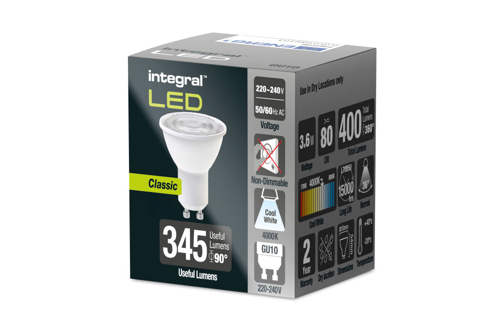 GU10 BULB 400LM 3.6W 4000K NON-DIMM 36 BEAM