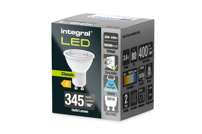 GU10 BULB 400LM 3.6W 6500K DIMMABLE 36 BEAM