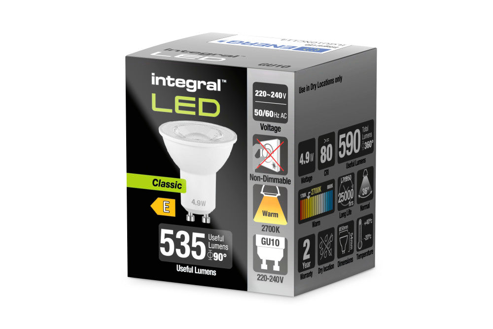 GU10 BULB 590LM 4.9W 2700K NON-DIMM 36 BEAM