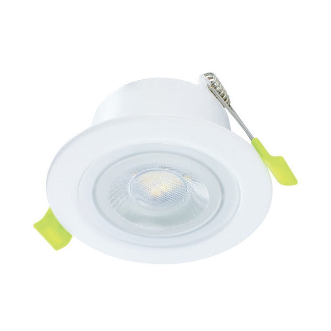 ECOGUARD FIRE RATED DOWNLIGHT 65MM CUTOUT IP65 600LM 5W 3000K 38 BEAM DIMMABLE 120LM/W WHITE
