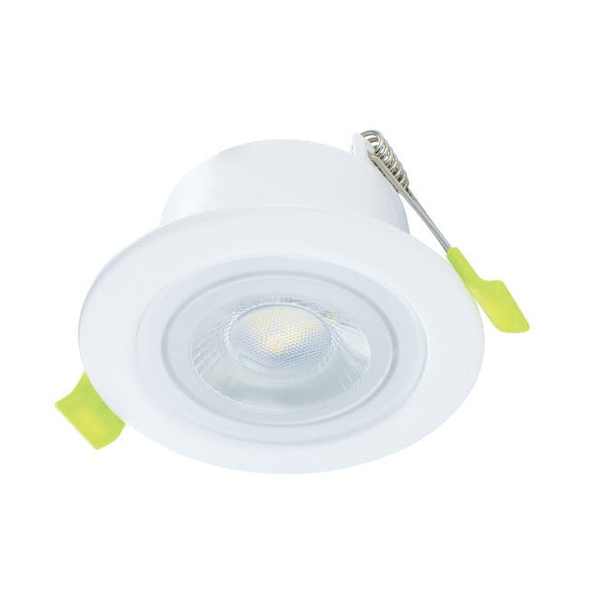 ECOGUARD SMART FIRE RATED DOWNLIGHT FAST CONNECT, 65MM CUTOUT, IP65, 600LM, 5W, RGB 2700K TO 6500K, 38 BEAM DIMMABLE, 120LM/W WHITE