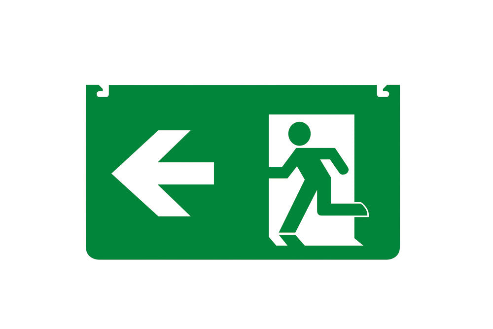 EMERGENCY ACC LEGEND DOUBLE SIDED LEFT OR RIGHT ARROW FOR ILEMES030 26M EM EXIT SIGN