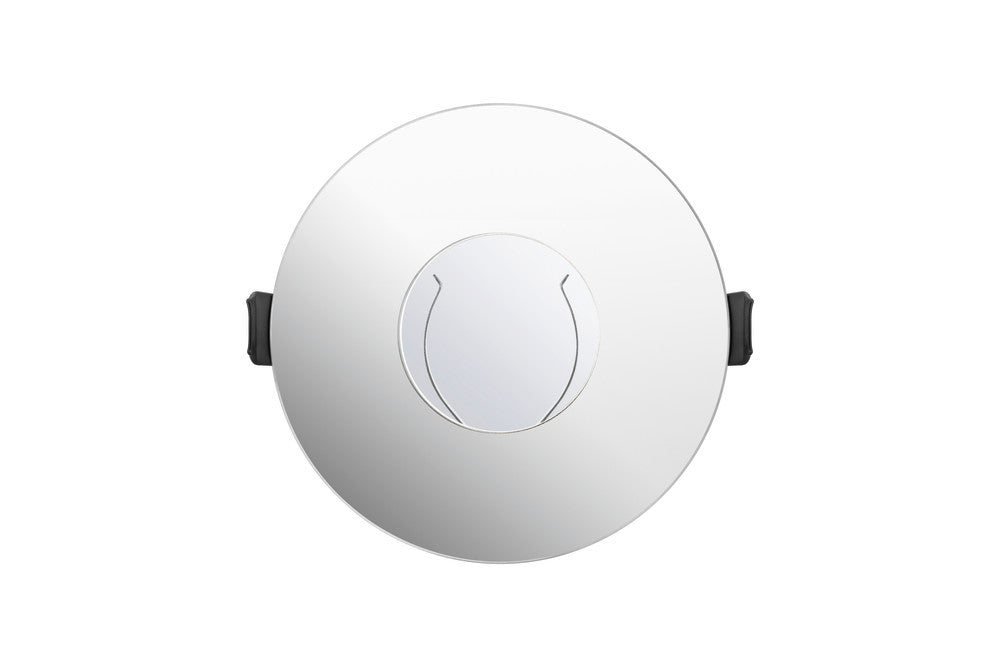 EVOFIRE FIRE RATED DOWNLIGHT 70-100MM CUTOUT IP65 POLISHED CHROME ROUND +GU10 HOLDER