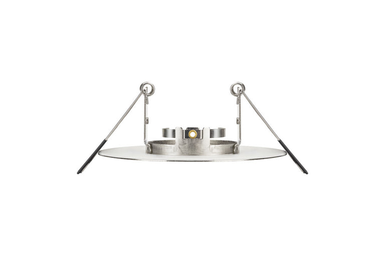 EVOFIRE FIRE RATED DOWNLIGHT 70-100MM CUTOUT IP65 SATIN NICKEL ROUND +GU10 HOLDER