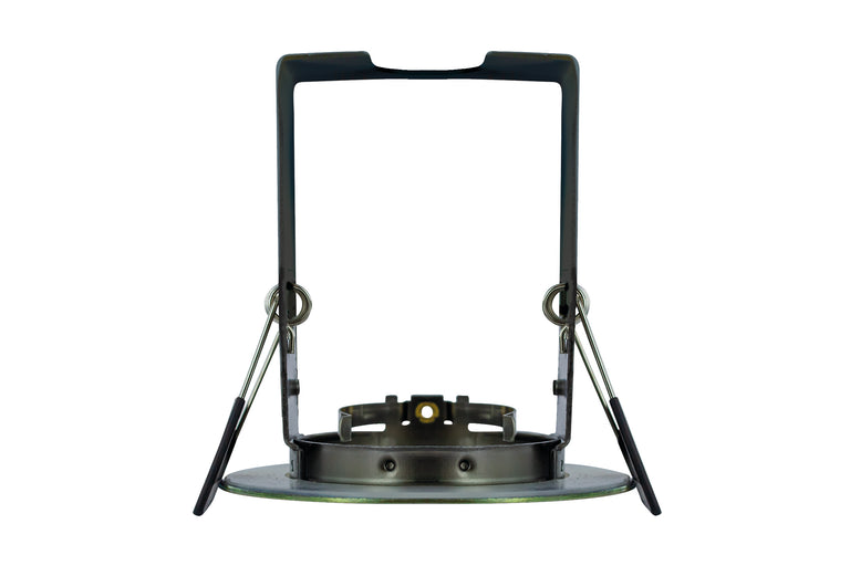EVOFIRE FIRE RATED DOWNLIGHT 70MM CUTOUT IP65 ANTIQUE BRASS ROUND +GU10 HOLDER & INSULATION GUARD