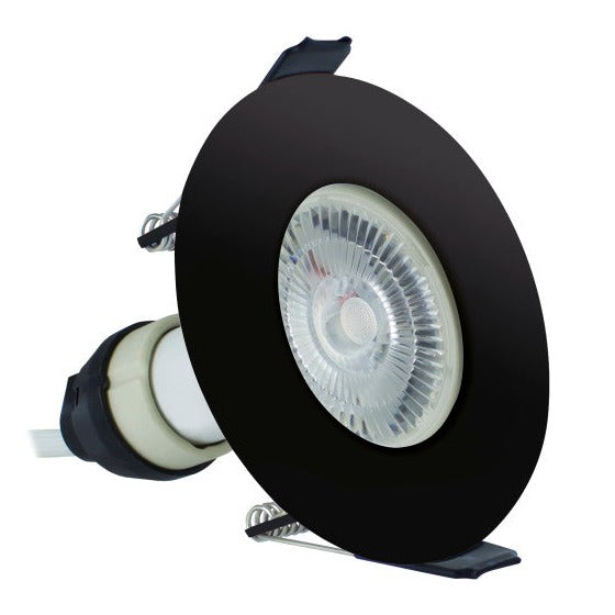 EVOFIRE FIRE RATED DOWNLIGHT 70MM CUTOUT IP65 BLACK ROUND +GU10 HOLDER