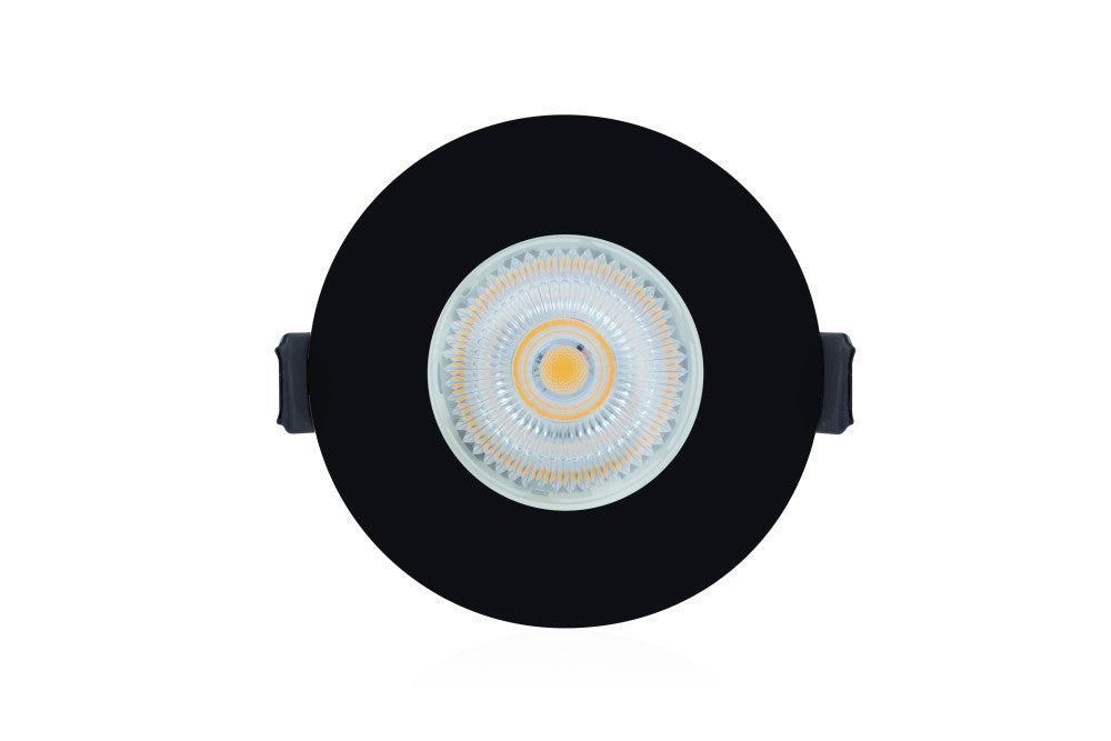 EVOFIRE FIRE RATED DOWNLIGHT 70MM CUTOUT IP65 BLACK ROUND +GU10 HOLDER & INSULATION GUARD
