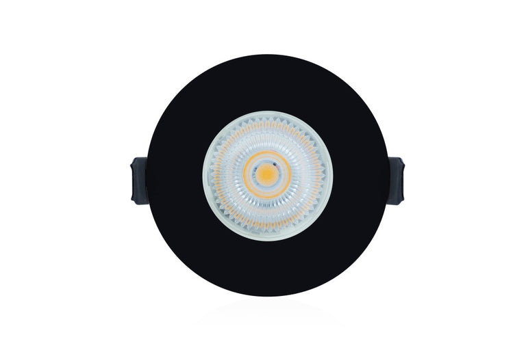 EVOFIRE FIRE RATED DOWNLIGHT 70MM CUTOUT IP65 BLACK ROUND +GU10 HOLDER
