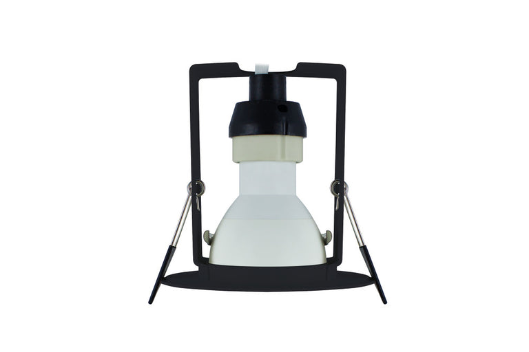 EVOFIRE FIRE RATED DOWNLIGHT 70MM CUTOUT IP65 BLACK ROUND +GU10 HOLDER & INSULATION GUARD
