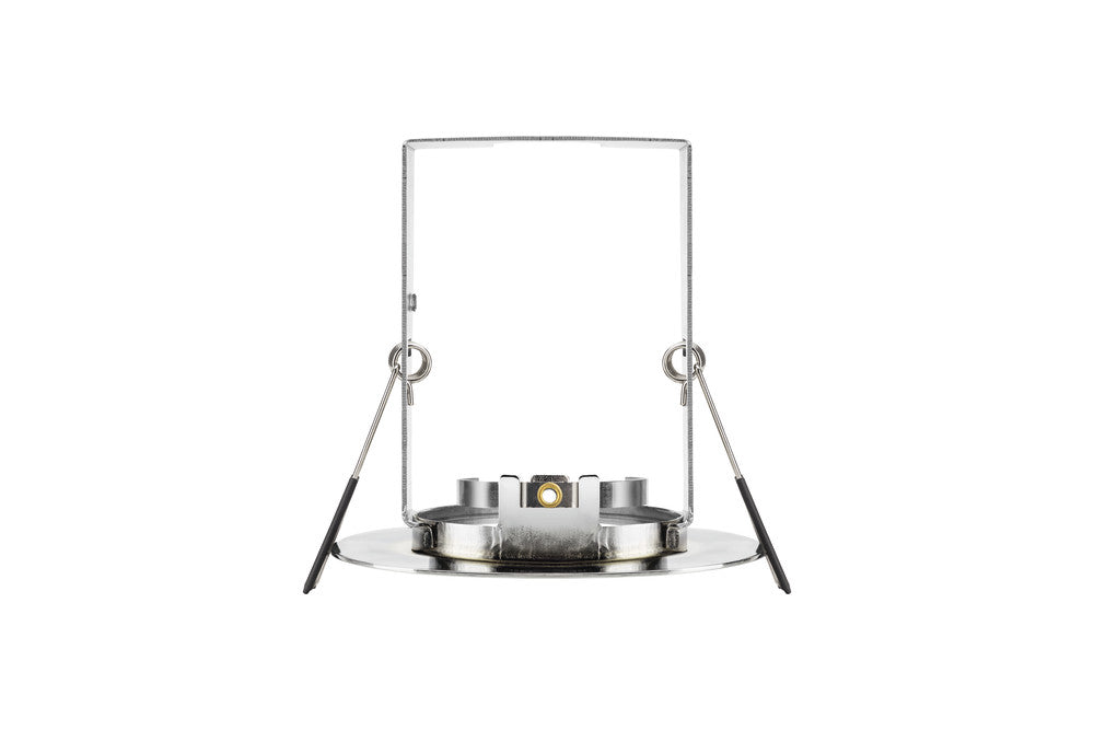 EVOFIRE FIRE RATED DOWNLIGHT 70MM CUTOUT IP65 POLISHED CHROME ROUND +GU10 HOLDER & INSULATION GUARD