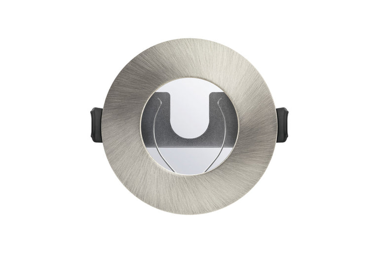EVOFIRE FIRE RATED DOWNLIGHT 70MM CUTOUT 3PACK IP65 SATIN NICKEL ROUND +GU10 HOLDER & INSULATION GUARD