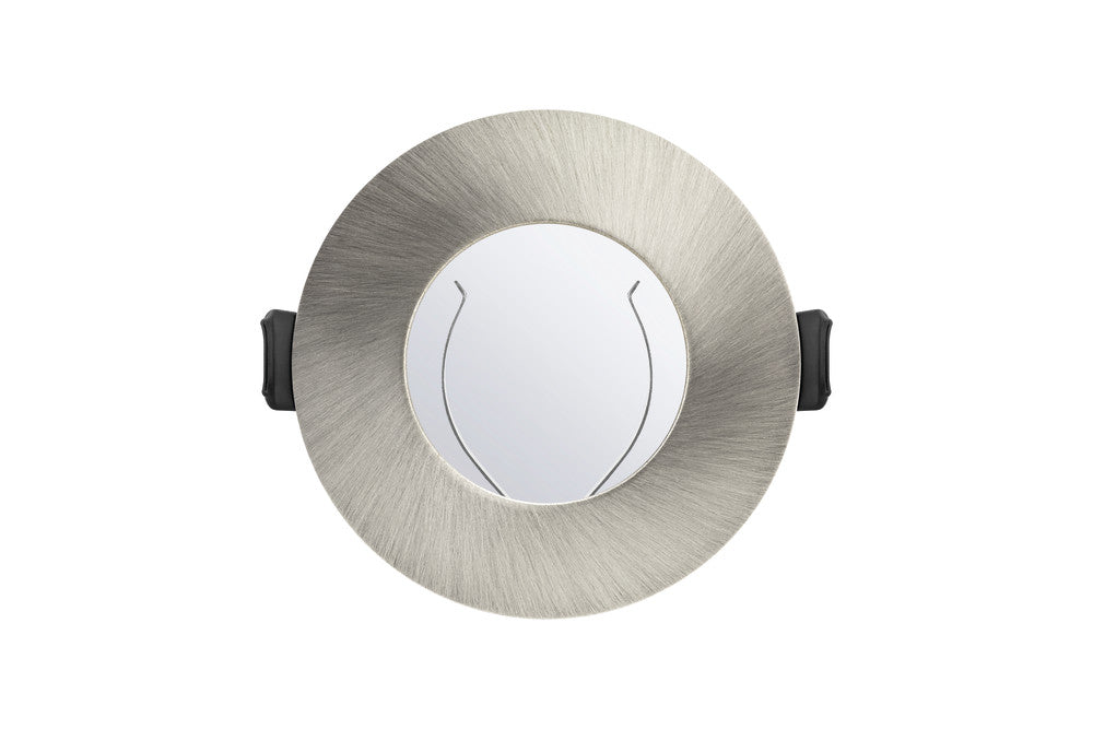 EVOFIRE FIRE RATED DOWNLIGHT 70MM CUTOUT 4PACK IP65 SATIN NICKEL ROUND +GU10 HOLDER