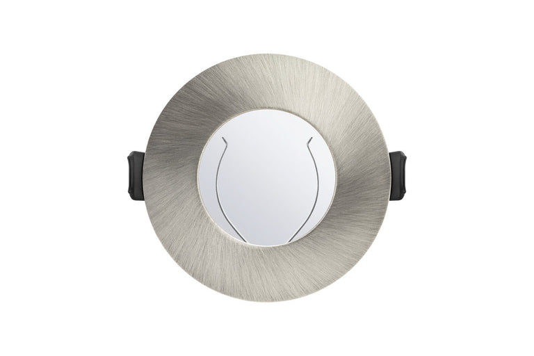 EVOFIRE FIRE RATED DOWNLIGHT 70MM CUTOUT 4PACK IP65 SATIN NICKEL ROUND +GU10 HOLDER