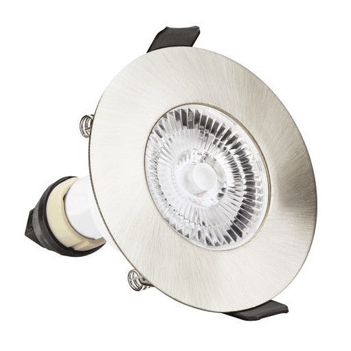 EVOFIRE FIRE RATED DOWNLIGHT 70MM CUTOUT 4PACK IP65 SATIN NICKEL ROUND +GU10 HOLDER