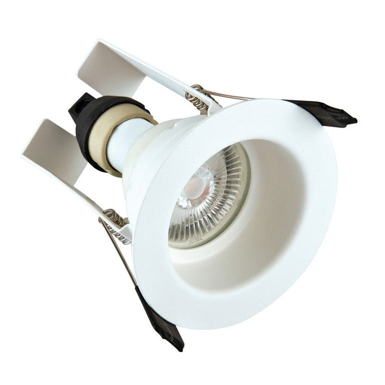 EVOFIRE FIRE RATED DOWNLIGHT 70MM CUTOUT IP65 WHITE RECESSED +GU10 HOLDER & INSULATION GUARD