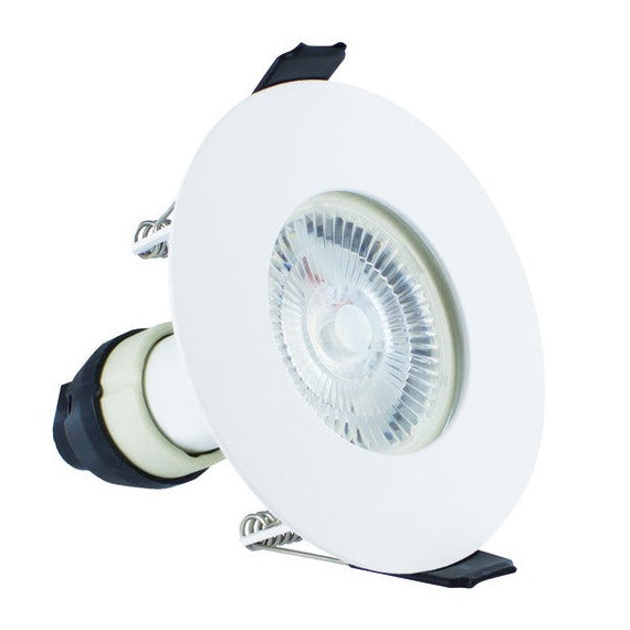EVOFIRE FIRE RATED DOWNLIGHT 70MM CUTOUT 4PACK IP65 WHITE ROUND +GU10 HOLDER