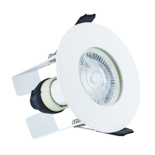 EVOFIRE FIRE RATED DOWNLIGHT 70MM CUTOUT 3PACK IP65 WHITE ROUND +GU10 HOLDER & INSULATION GUARD