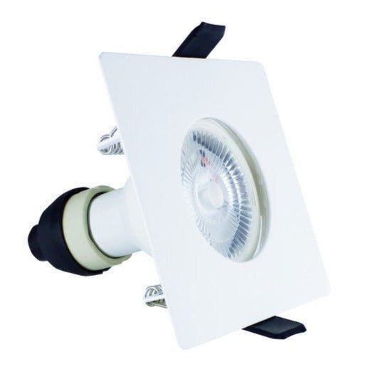 EVOFIRE FIRE RATED DOWNLIGHT 70MM CUTOUT IP65 WHITE SQUARE +GU10 HOLDER