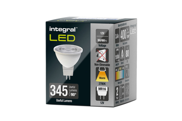 GLASS MR16 BULB GU5.3 380LM 3.4W 4000K NON-DIMM 36 BEAM INTEGRAL