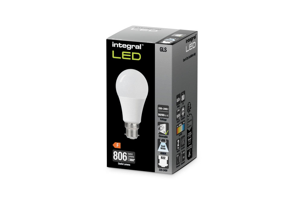 GLS BULB B22 806LM 8.8W 4000K DIMMABLE 220 BEAM FROSTED