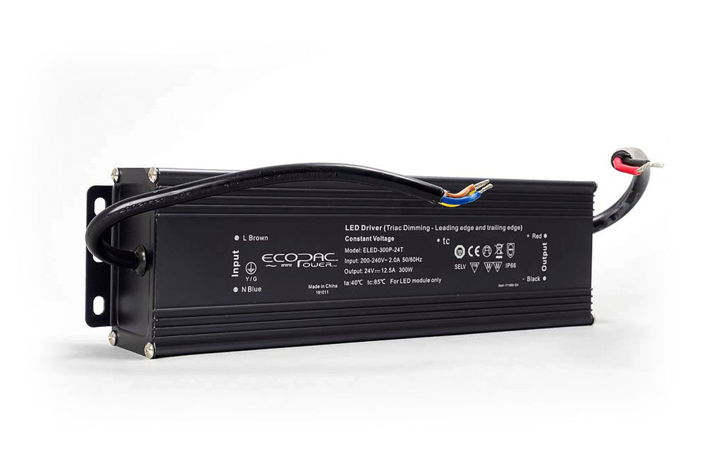 CONSTANT VOLTAGE DRIVER 200W 24VDC IP66 TRIAC DIMMABLE 180-240V INPUT 20W MIN LOAD Suitable for leading and Trailing edge dimmers