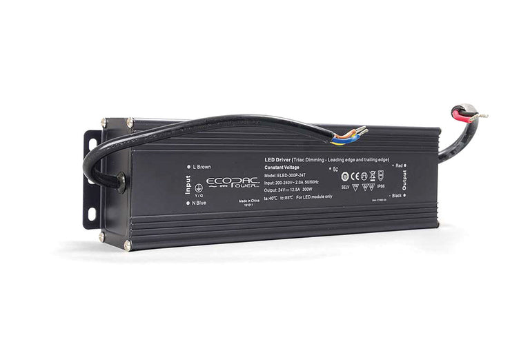 CONSTANT VOLTAGE DRIVER 300W 24VDC IP66 TRIAC DIMMABLE 180-240V INPUT 20W MIN LOAD Suitable for leading and Trailing edge dimmers