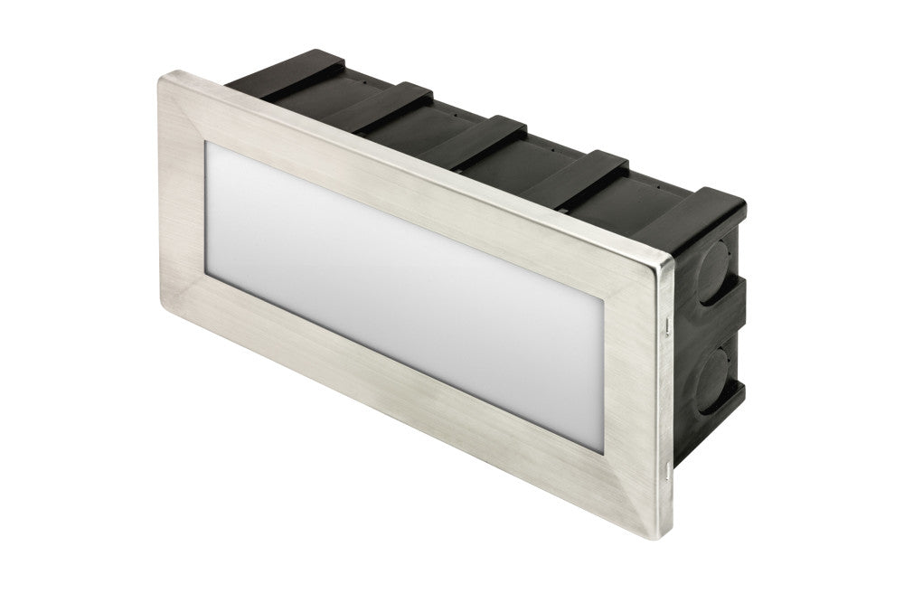 OUTDOOR RECESSED WALL LIGHT BRICK IP65 180LM 3.8W 3000K DOWN LIGHT Includes two stainless steel bezel options