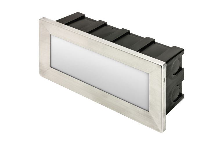 OUTDOOR RECESSED WALL LIGHT BRICK IP65 180LM 3.8W 3000K DOWN LIGHT Includes two stainless steel bezel options