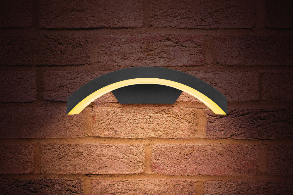 OUTDOOR DECORATIVE WALL LIGHT CURVE IP54 360LM 7.5W 3000K DOWN LIGHT DARK GREY