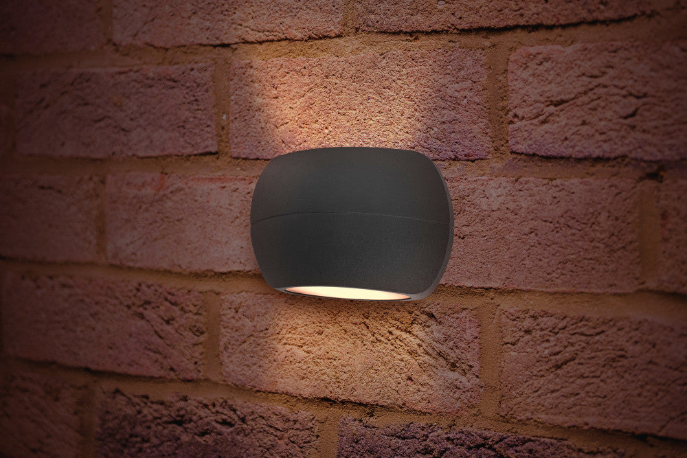 OUTDOOR DECORATIVE WALL LIGHT LUXSTONE IP54 320LM 8.5W 3000K UP/DOWN LIGHT DARK GREY