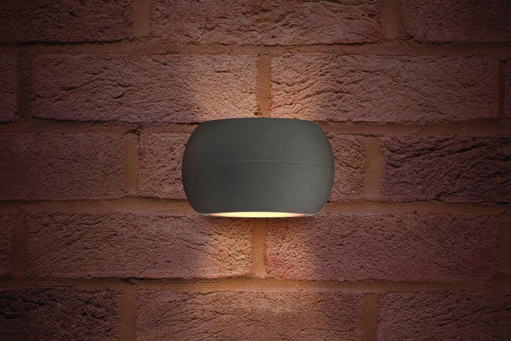 OUTDOOR DECORATIVE WALL LIGHT LUXSTONE IP54 320LM 8.5W 3000K UP/DOWN LIGHT DARK GREY
