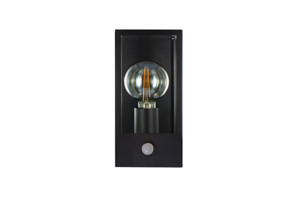 OUTDOOR DECORATIVE WALL LIGHT CONTEMPORARY LANTERN SENSOR IP44 1x E27 BLACK (Bulb not included)