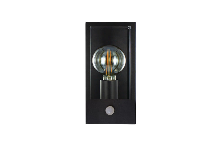 OUTDOOR DECORATIVE WALL LIGHT CONTEMPORARY LANTERN SENSOR IP44 1x E27 BLACK (Bulb not included)