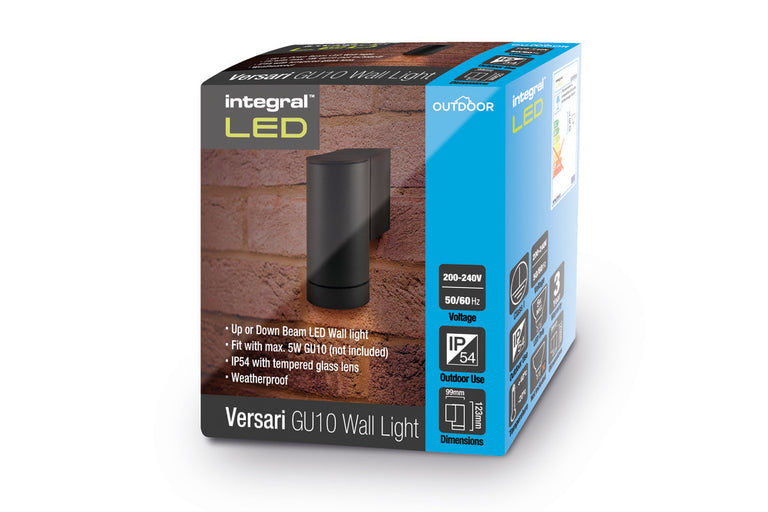 OUTDOOR DECORATIVE WALL LIGHT VERSARI IP54 1 * GU10 UP OR DOWN LIGHT DARK GREY