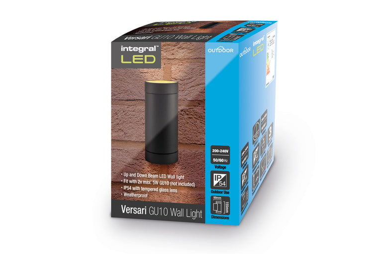 OUTDOOR DECORATIVE WALL LIGHT VERSARI IP54 2 * GU10 UP AND DOWN LIGHT DARK GREY