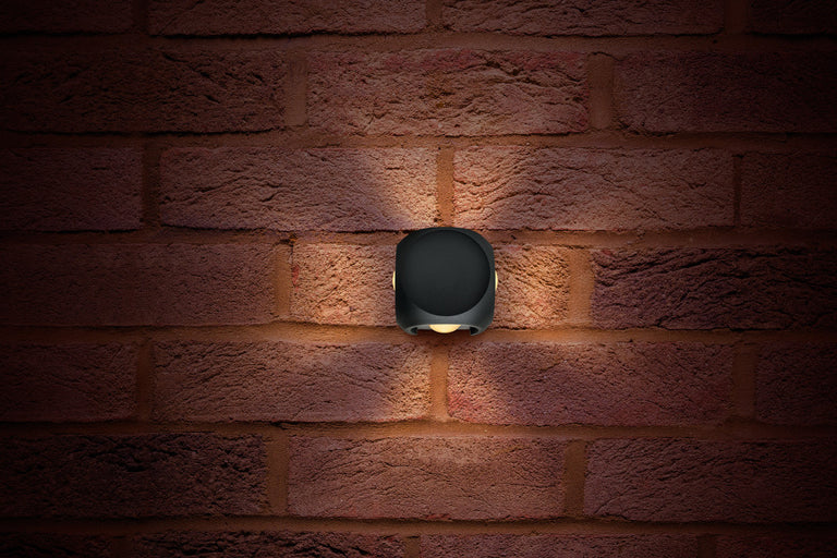 OUTDOOR DECORATIVE WALL LIGHT CROSSCUBE 360LM 8W 3000K 4 WAY LIGHT DARK GREY