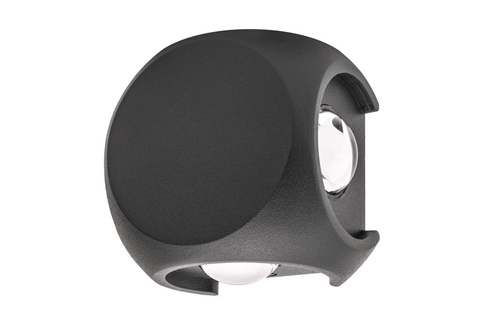 OUTDOOR DECORATIVE WALL LIGHT CROSSCUBE 360LM 8W 3000K 4 WAY LIGHT DARK GREY