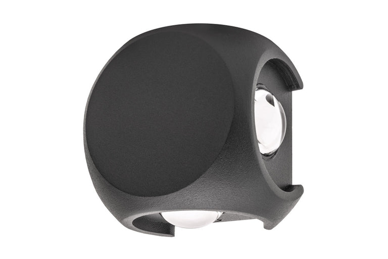 OUTDOOR DECORATIVE WALL LIGHT CROSSCUBE 360LM 8W 3000K 4 WAY LIGHT DARK GREY