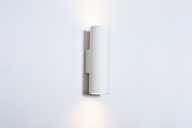 INDOOR DECORATIVE PAINTABLE GYPSUM KOS WALL LIGHT IP20 FOR 2 X GU10 WHITE