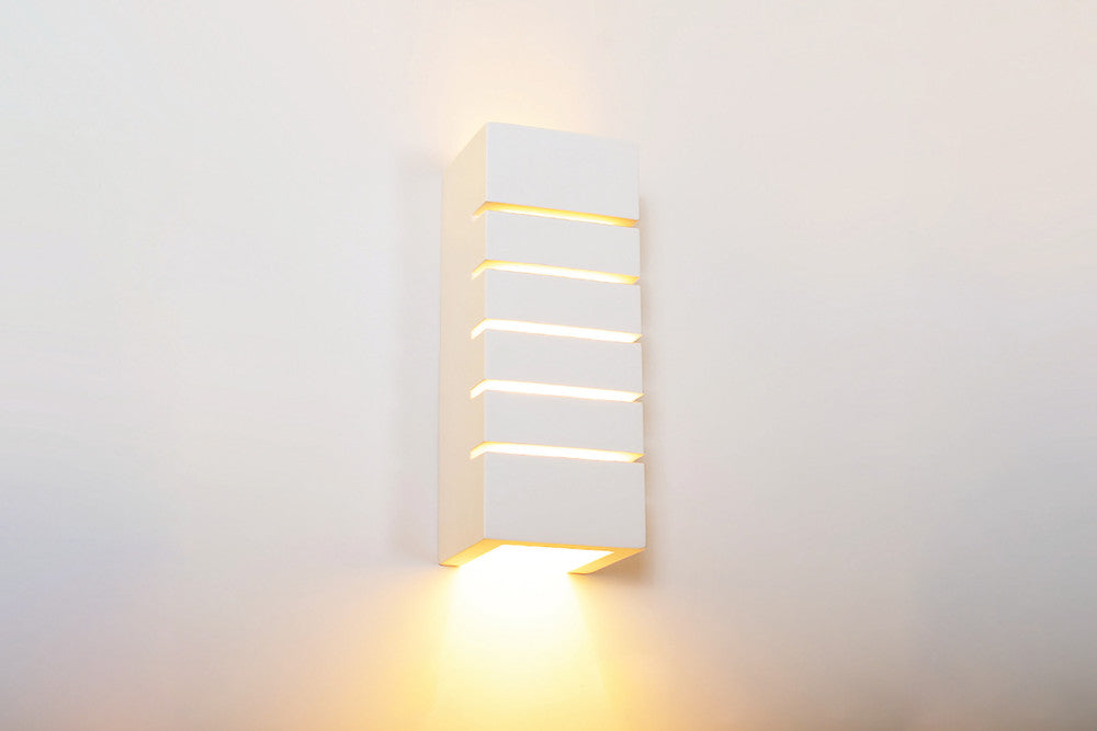 INDOOR DECORATIVE PAINTABLE GYPSUM RAFINA WALL LIGHT IP20 FOR 1 X E14 MAX 40W WHITE
