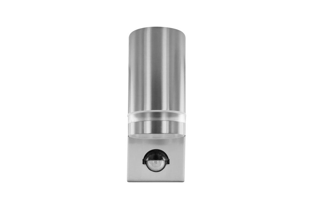 OUTDOOR STAINLESS STEEL DOWN WALL LIGHT PIR IP54 1xGU10 STEEL