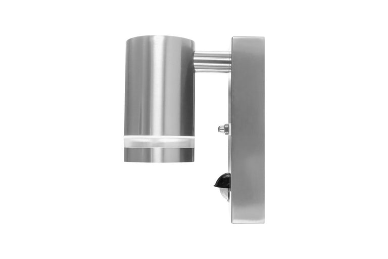 OUTDOOR STAINLESS STEEL DOWN WALL LIGHT PIR IP54 1xGU10 STEEL