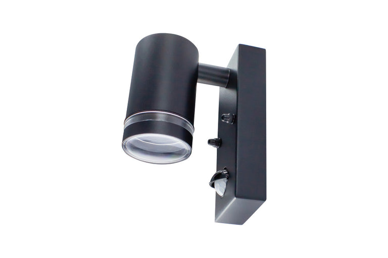 OUTDOOR STAINLESS STEEL DOWN WALL LIGHT PIR IP54 1xGU10 BLACK