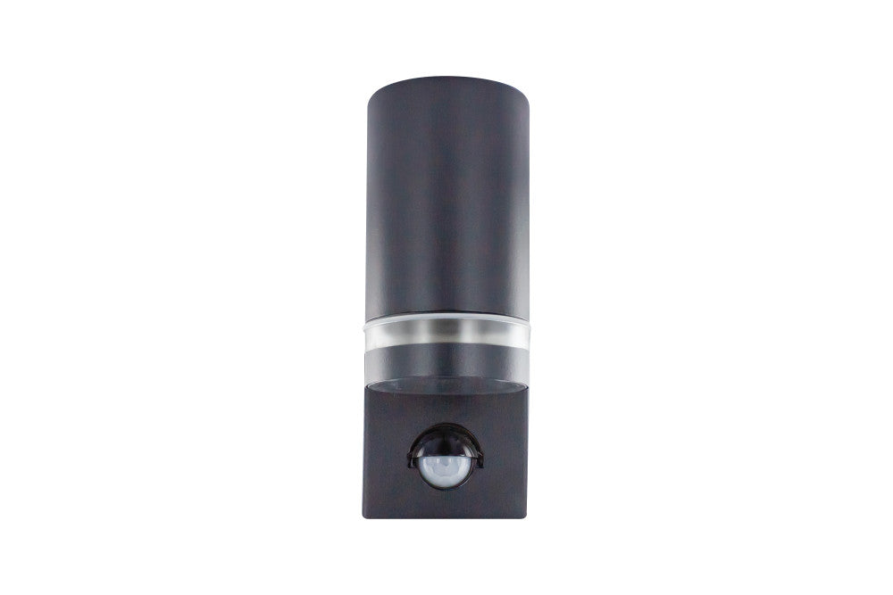 OUTDOOR STAINLESS STEEL DOWN WALL LIGHT PIR IP54 1xGU10 BLACK