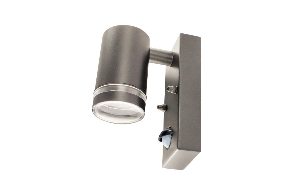 OUTDOOR STAINLESS STEEL DOWN WALL LIGHT PIR IP54 1xGU10 ANTHRACITE GREY