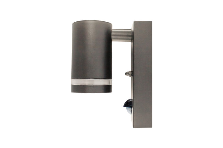OUTDOOR STAINLESS STEEL DOWN WALL LIGHT PIR IP54 1xGU10 ANTHRACITE GREY