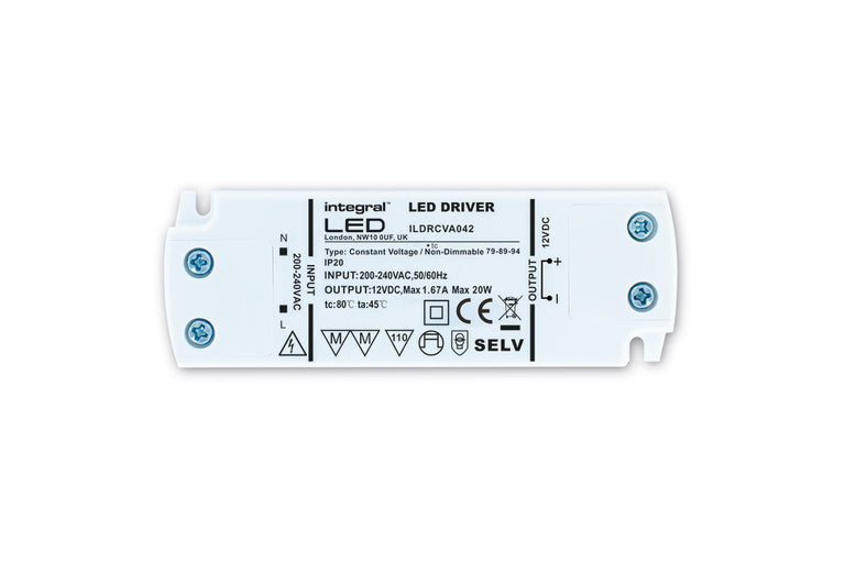 CONSTANT VOLTAGE DRIVER 20W 12VDC IP20 NON-DIMM 200-240V INPUT