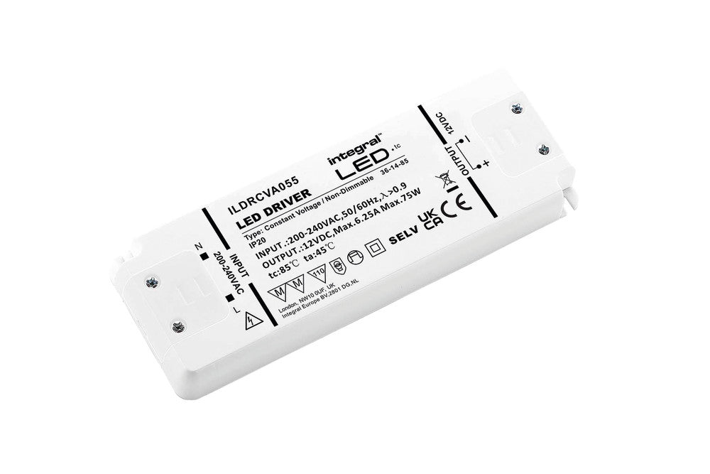 CONSTANT VOLTAGE DRIVER 75W 12VDC IP20 NON-DIMM 200-240V INPUT